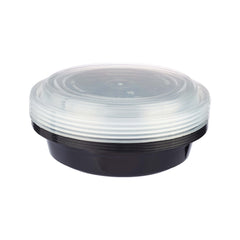 Black Base Round Container +Lid 16 Oz