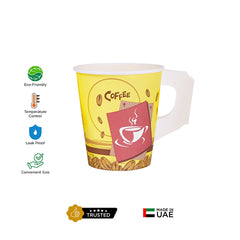 7 Oz Printed Single Wall Paper Cups with Handle