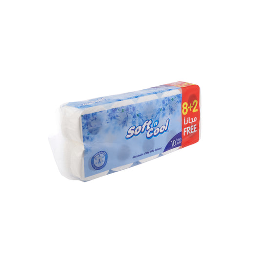 Soft n Cool Toilet Rolls 400 Sheets x 2 Ply 8+2 FREE 10 Rolls*10Packet