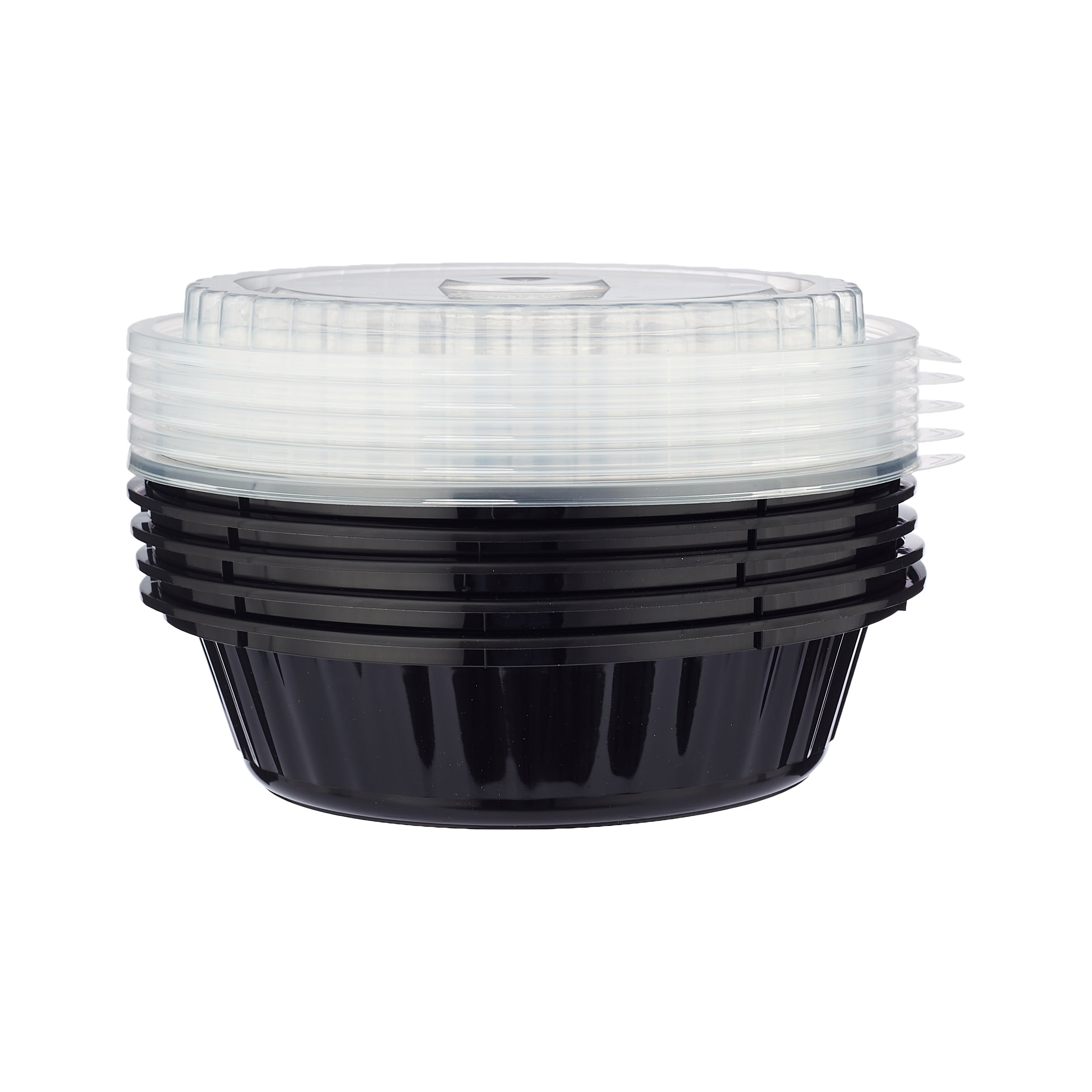 Black Base Round Ribbed Container With Lids