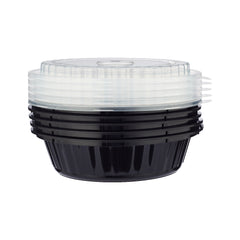 Black Base Round Ribbed Container With Lids