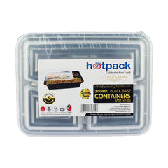 Black Base Rectangular Microwavable Compartment Container with Lids 5 Pieces - hotpack.om