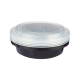 150 Pieces Black Base Round Container +Lid 16 Oz