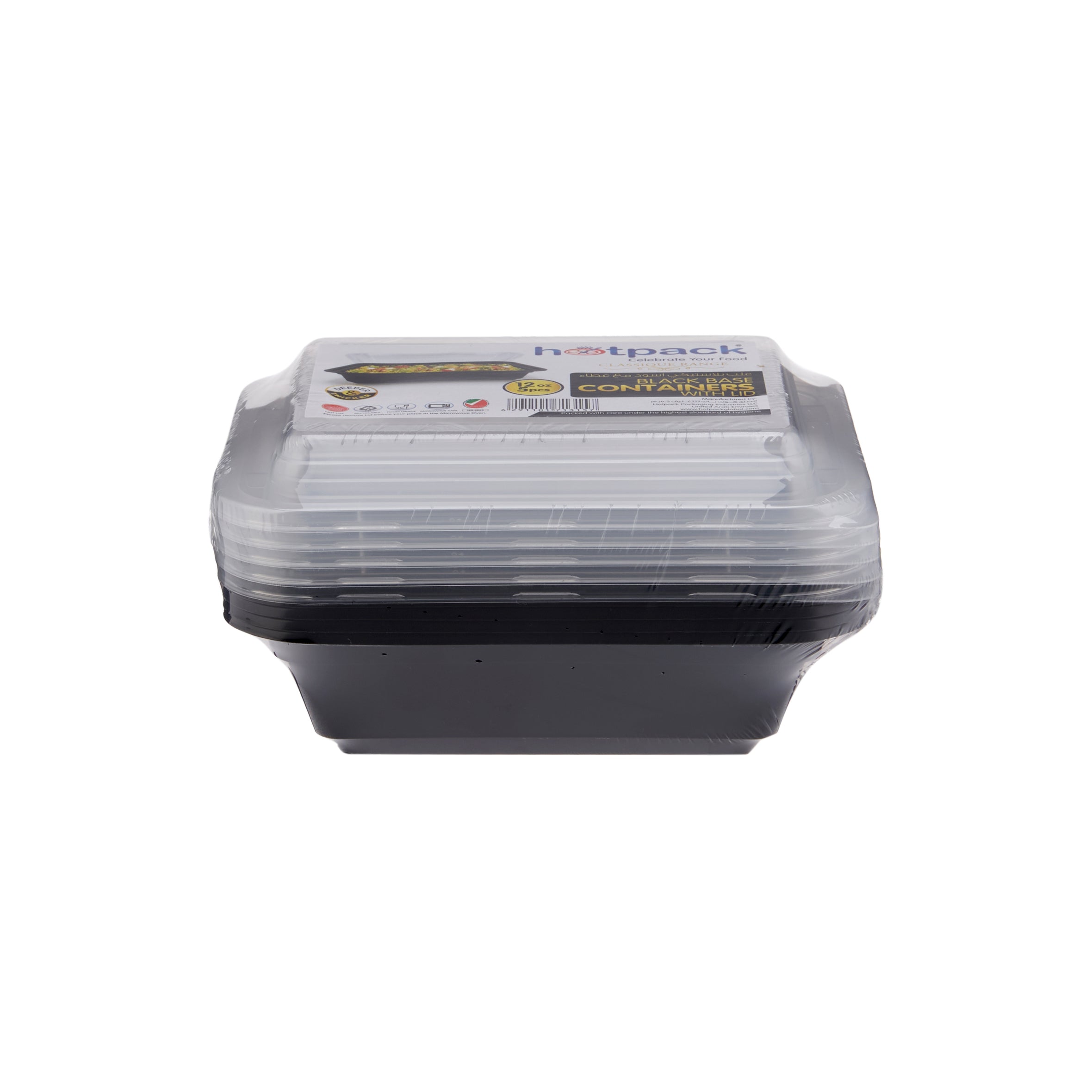 12 Oz Black Base Rectangular PP Container