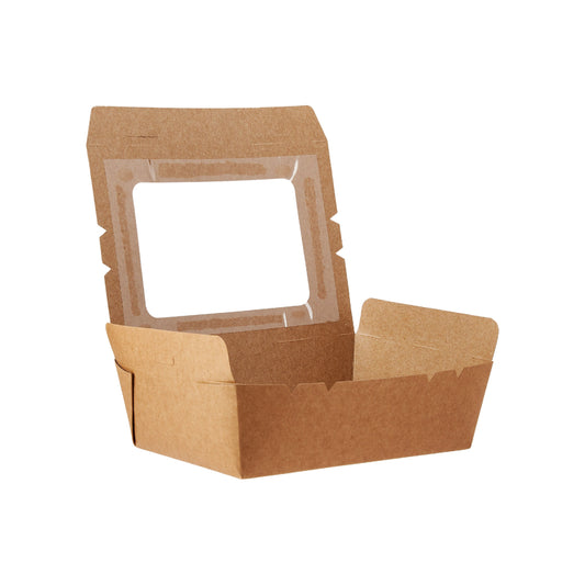 Kraft Lunch Box with Window 180x120x50mm