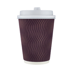 500 Pieces Dark Brown Zig- Zag Ripple Paper Cups 12 Oz