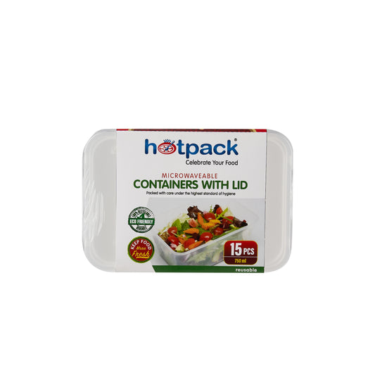 15 Pieces Clear Microwaveable Container 750ML X 3PKT SPECIAL OFFER