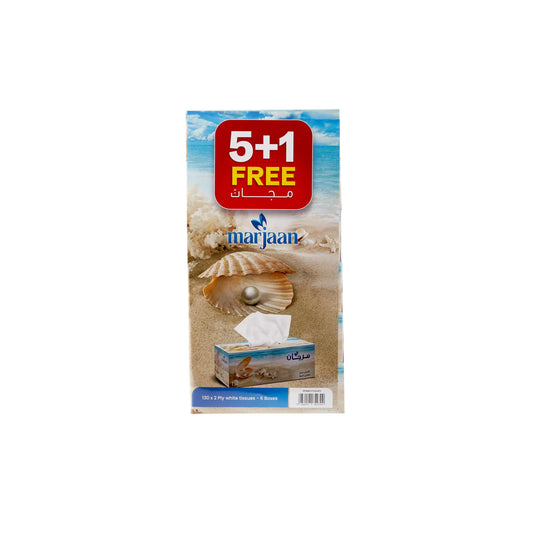 Marjaan Facial Tissue 130 Pulls X 2 Ply 5 Boxes + 1 Box Free