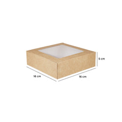 250 Pieces Kraft Square Salad Box with Window 160 x 160 mm