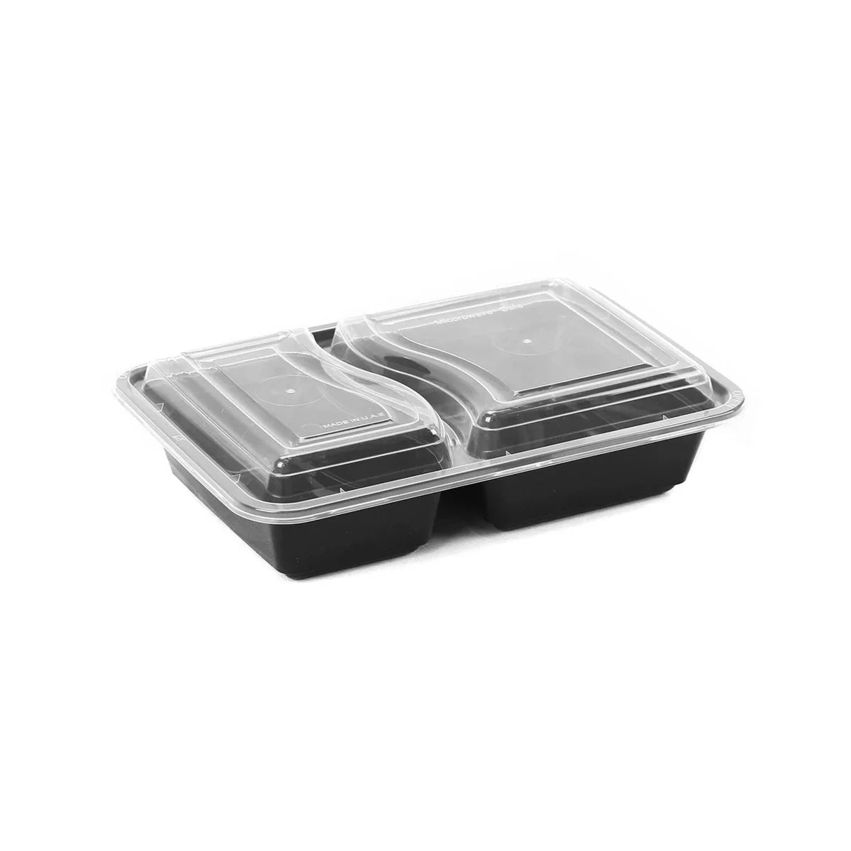 Black Base Rectangular 2 Compartment Microwavable Container