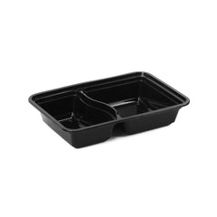 Black Base Rectangular 2 Compartment Microwavable Container