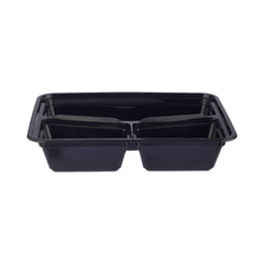 Black Base Rectangular Microwavable 3 Compartment Container with Lid