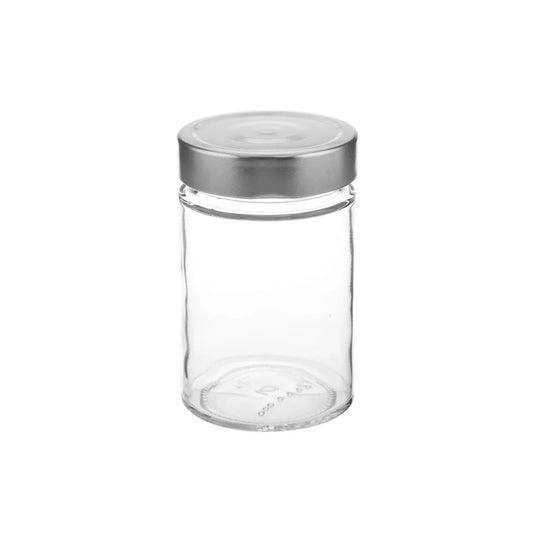 Glass Jar Ergo Shape With Silver Lid