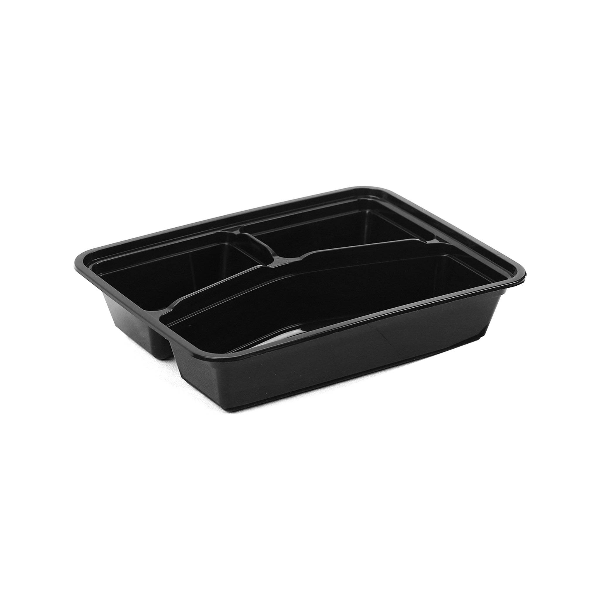 Hotpack | Black Base Rectangular 3-Compartment Container Base Only | 300 Pieces - Hotpack Oman