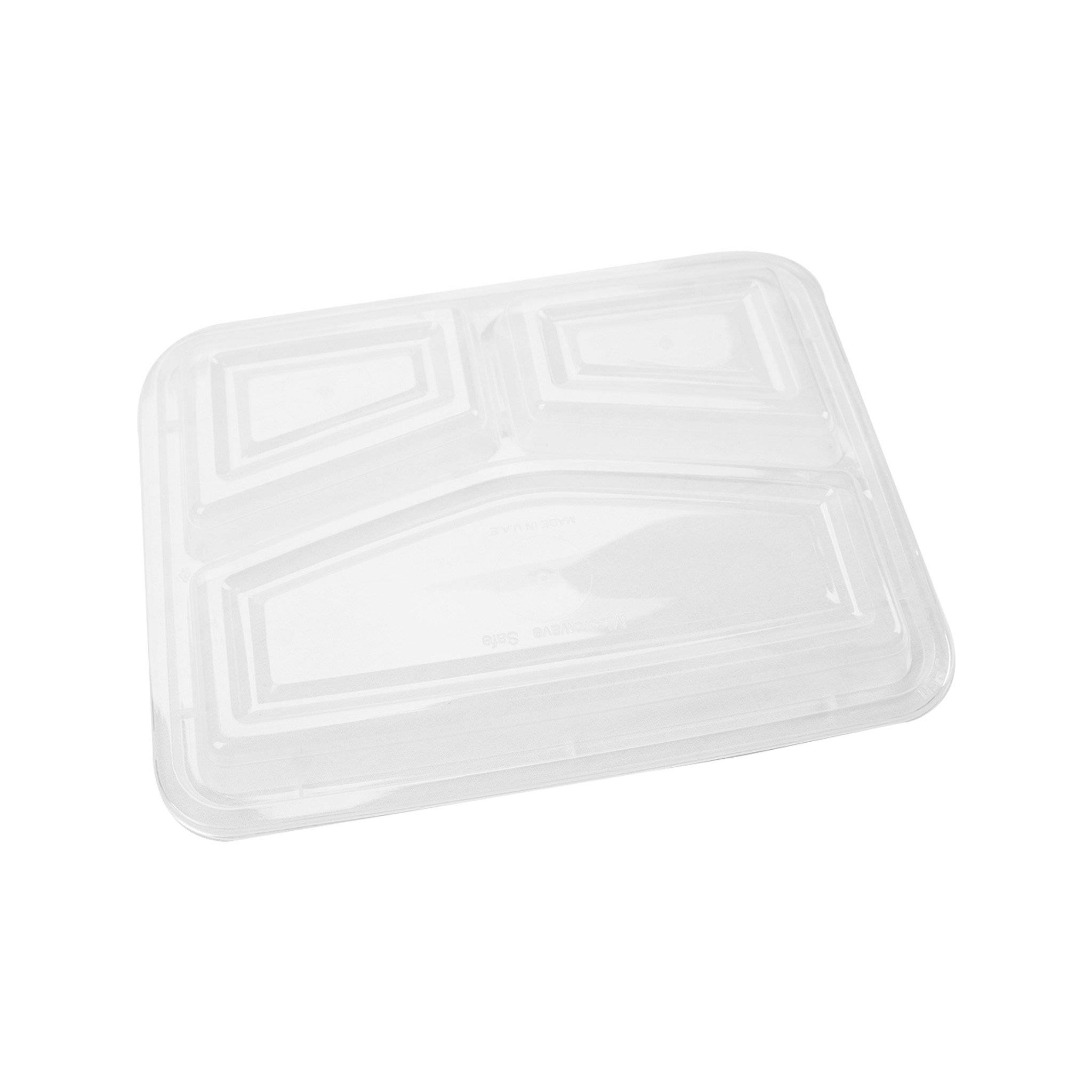 Black Base Rectangular 3-Compartment Container 300 Pieces - Hotpack Oman