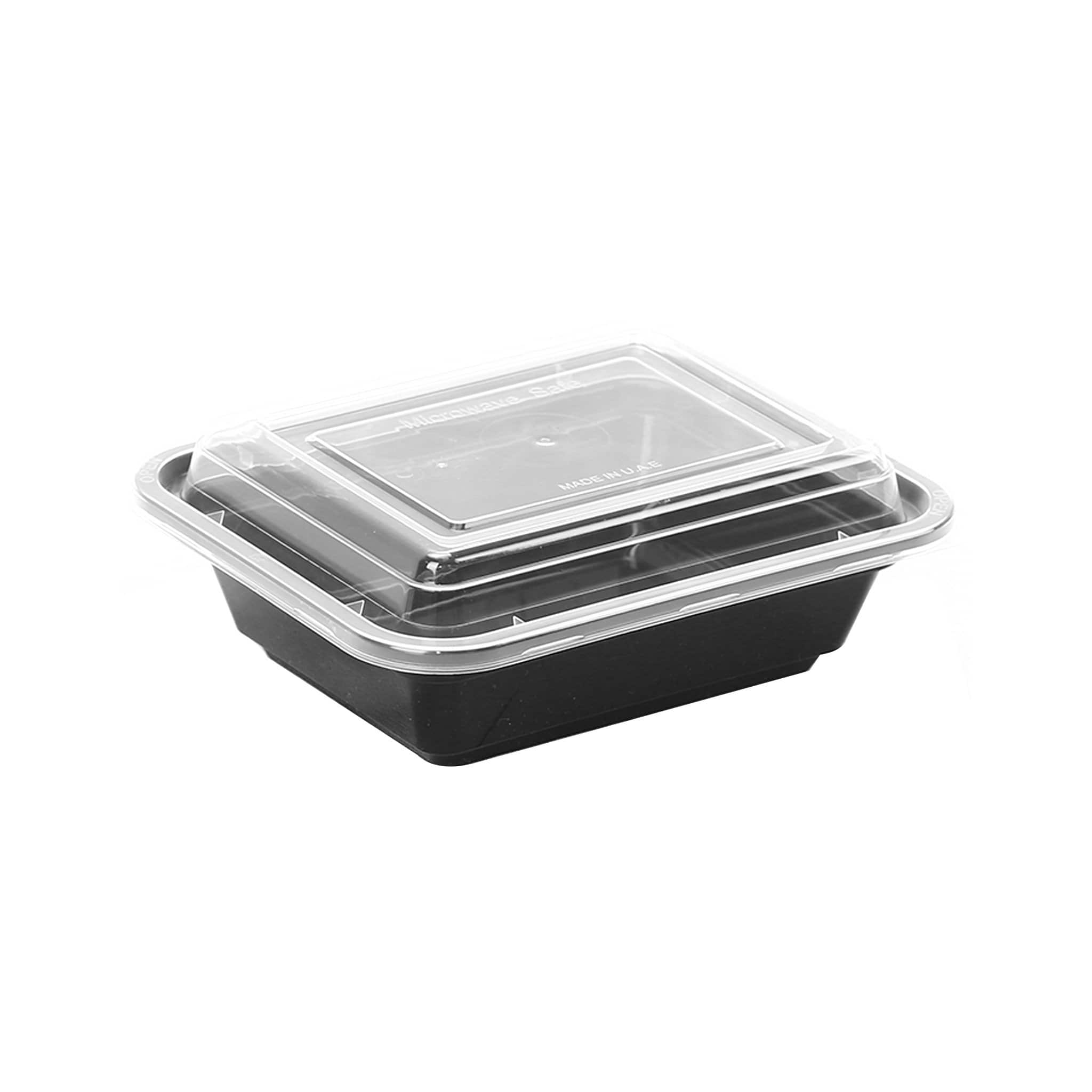 Black Base Rectangular Microwavable Container - Hotpack Oman