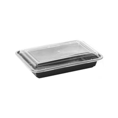 50 Sets Black Base Rectangular Microwavable Container