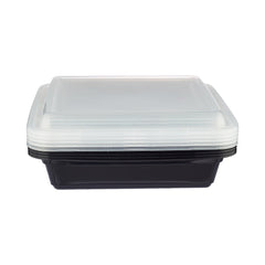 Black Base Rectangular Container With lid 5 Pieces - hotpack.om