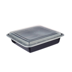 Black Base Rectangular Container With lid 5 Pieces - hotpack.om