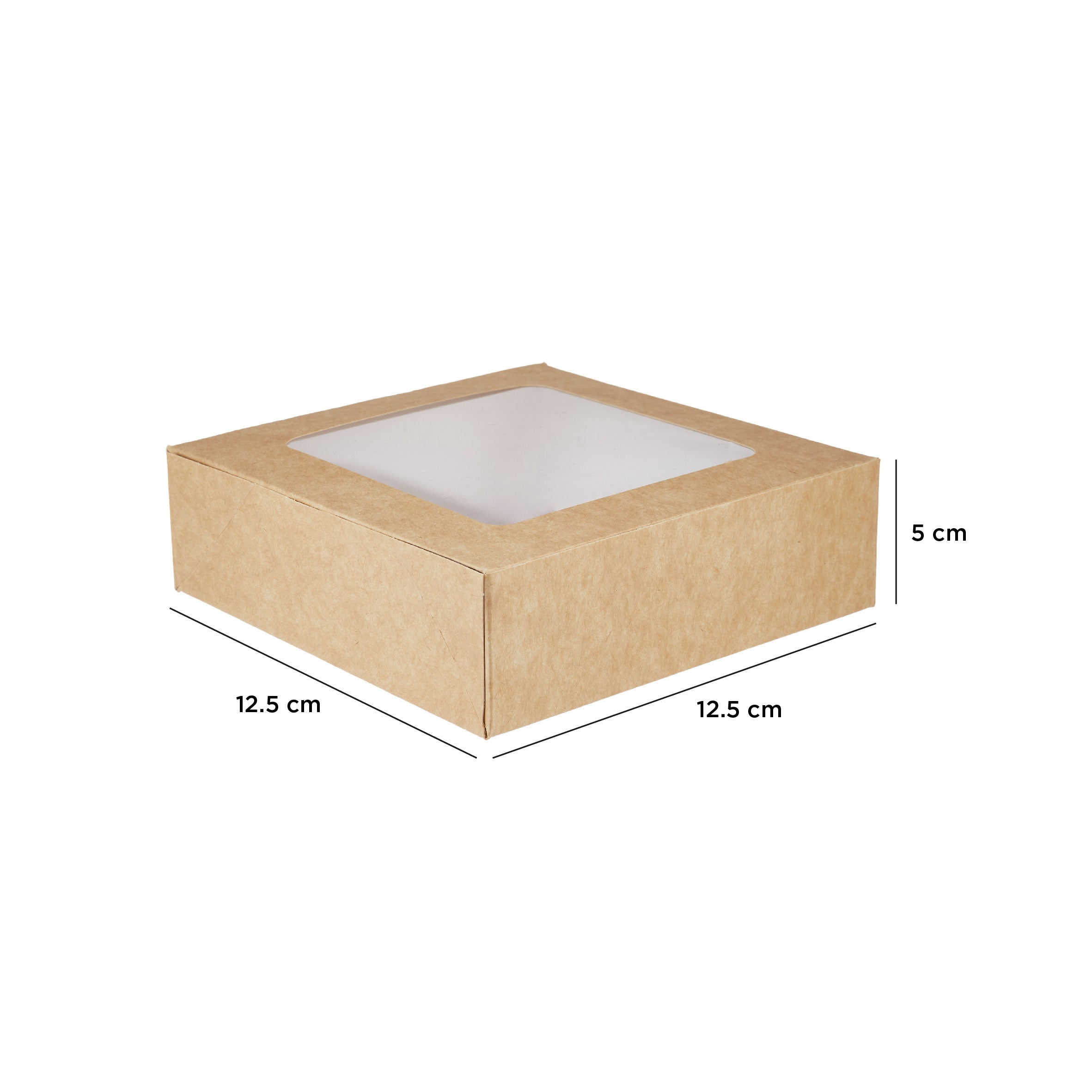 KRAFT SQUARE SALAD BOX 125 x 125 MM WITH WINDOW 250 Pieces - Hotpack Oman