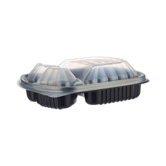 Black Base Rectangular 3-Compartment Container 250 Pieces - Hotpack Oman