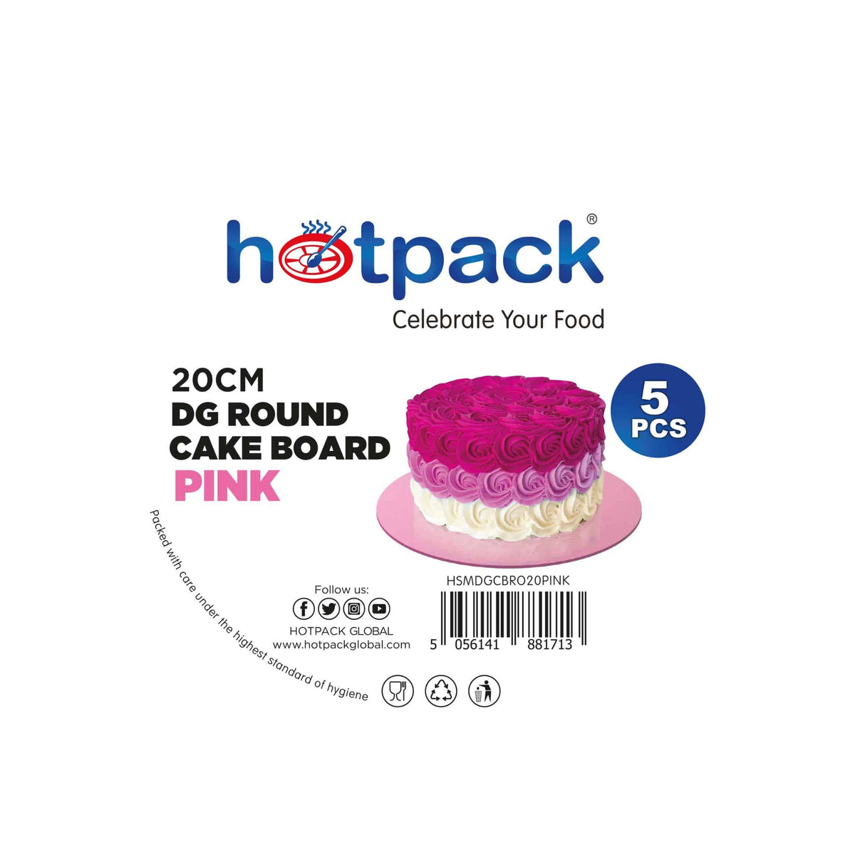 Pink Round Cake Board 5 Pieces - Hotpack Oman