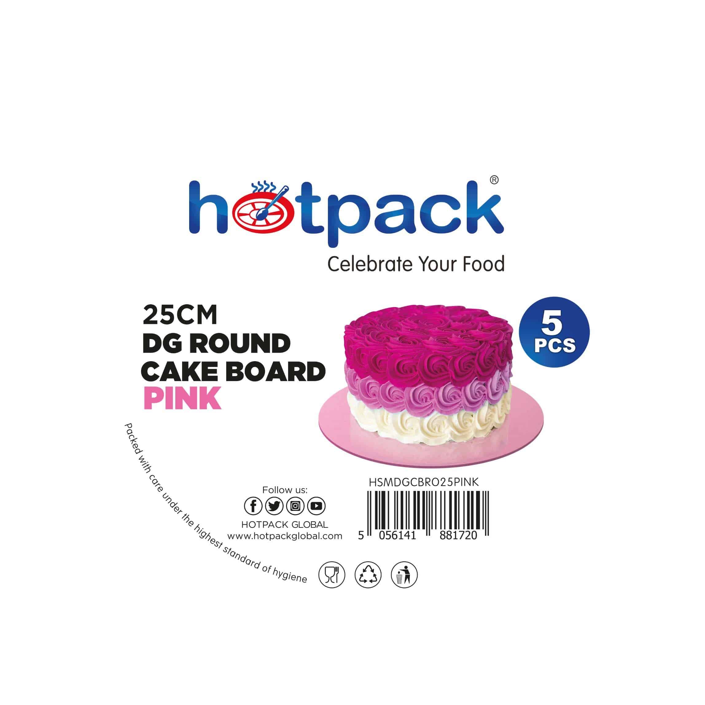 Pink Round Cake Board 5 Pieces - Hotpack Oman