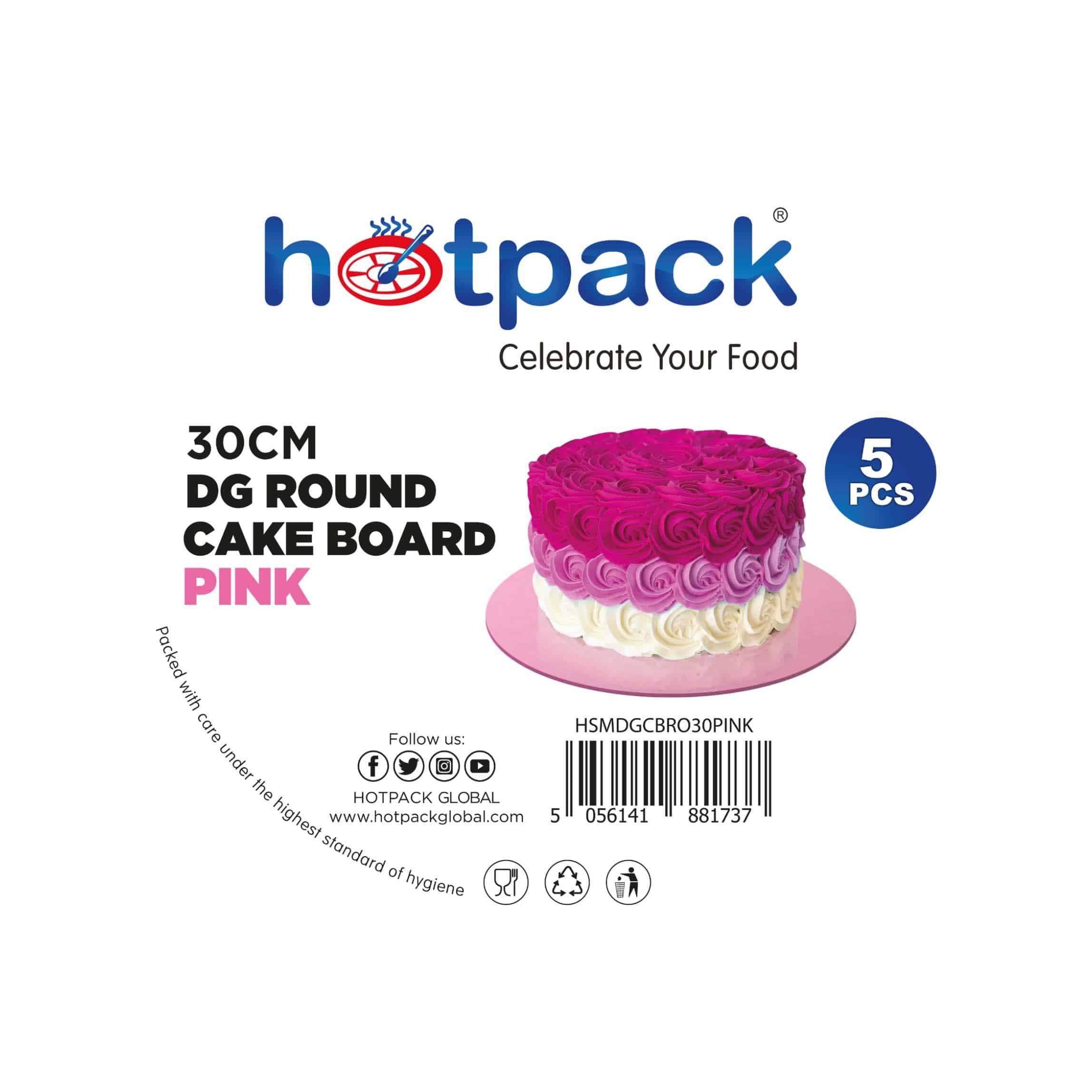 Pink Round Cake Board 5 Pieces - Hotpack Oman