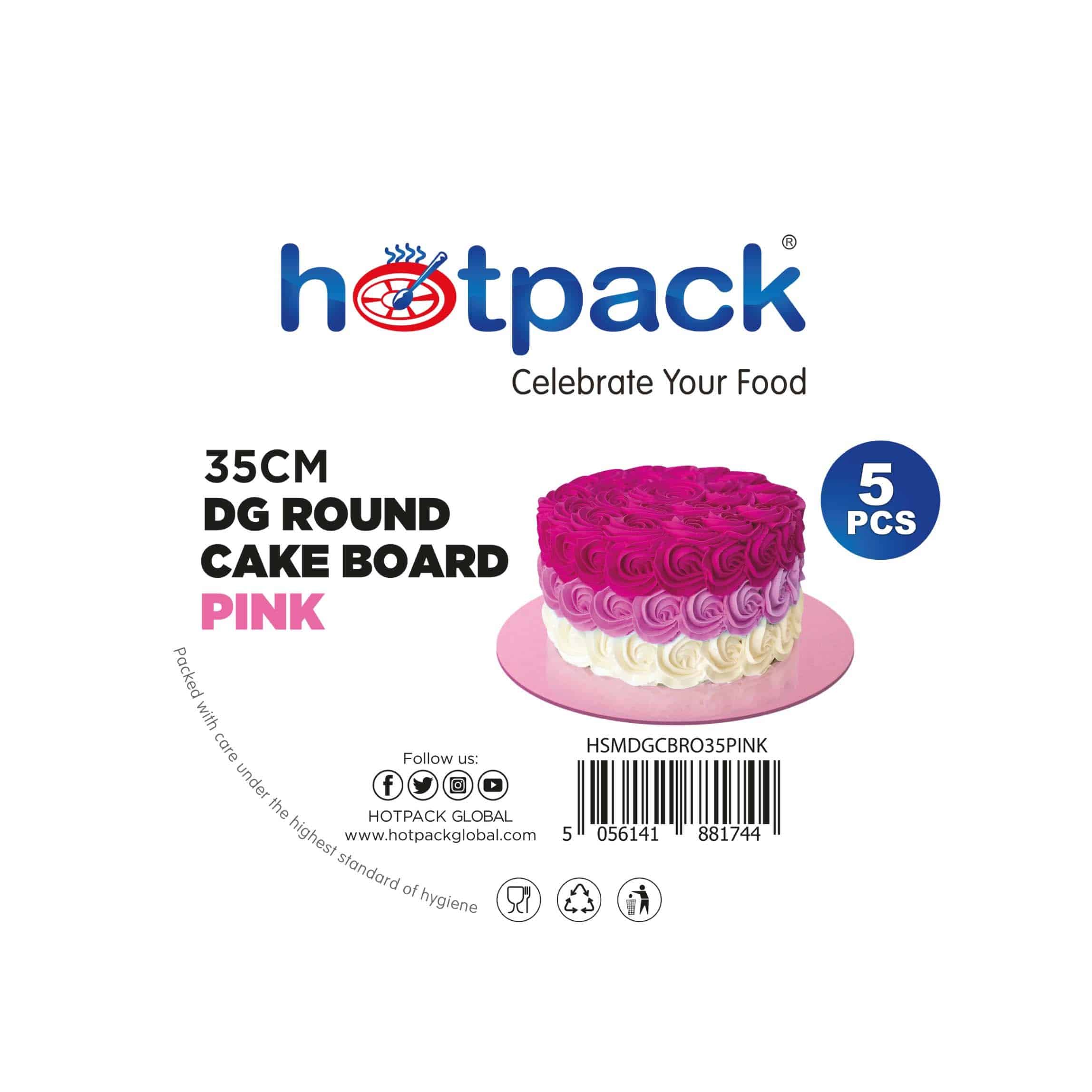 Pink Round Cake Board 5 Pieces - Hotpack Oman