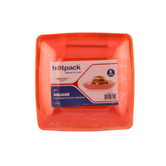 Premium Square Deep Neon orange Plate 6 Pieces - Hotpack Oman