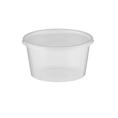 Round Clear Microwavable Container 400ml with lid for gravy or soup - Hotpack Oman