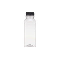 Plastic Square Bottle with Black Cap 330ml - Hotpack Oman