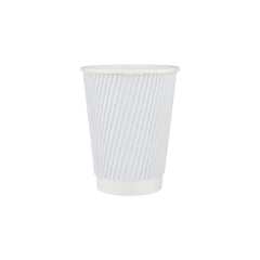 12 Oz White Ripple Paper Cup With Lid 10 Pieces - Hotpack UAE