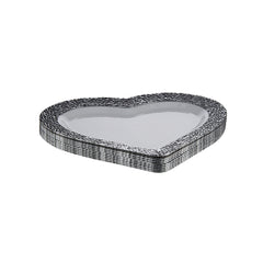 Premium Design Heart Plate with Silver Rim 10 Pieces - Hotpack Oman