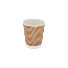 8 Oz Kraft Ripple Paper Cup With Lid 10 Pieces - Hotpack UAE