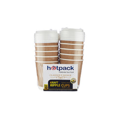 8 Oz Kraft Ripple Paper Cup With Lid 10 Pieces - Hotpack UAE