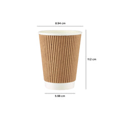 12 Oz Kraft Ripple Paper Cup With Lid 10 Pieces - Hotpack UAE